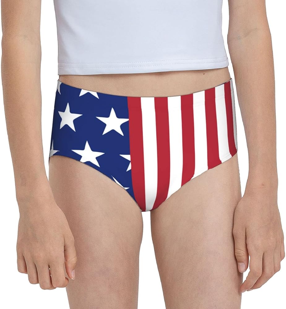 Augenstern Cotton Underwear Novelty Us American Flag Girls'Briefs Soft Underpants