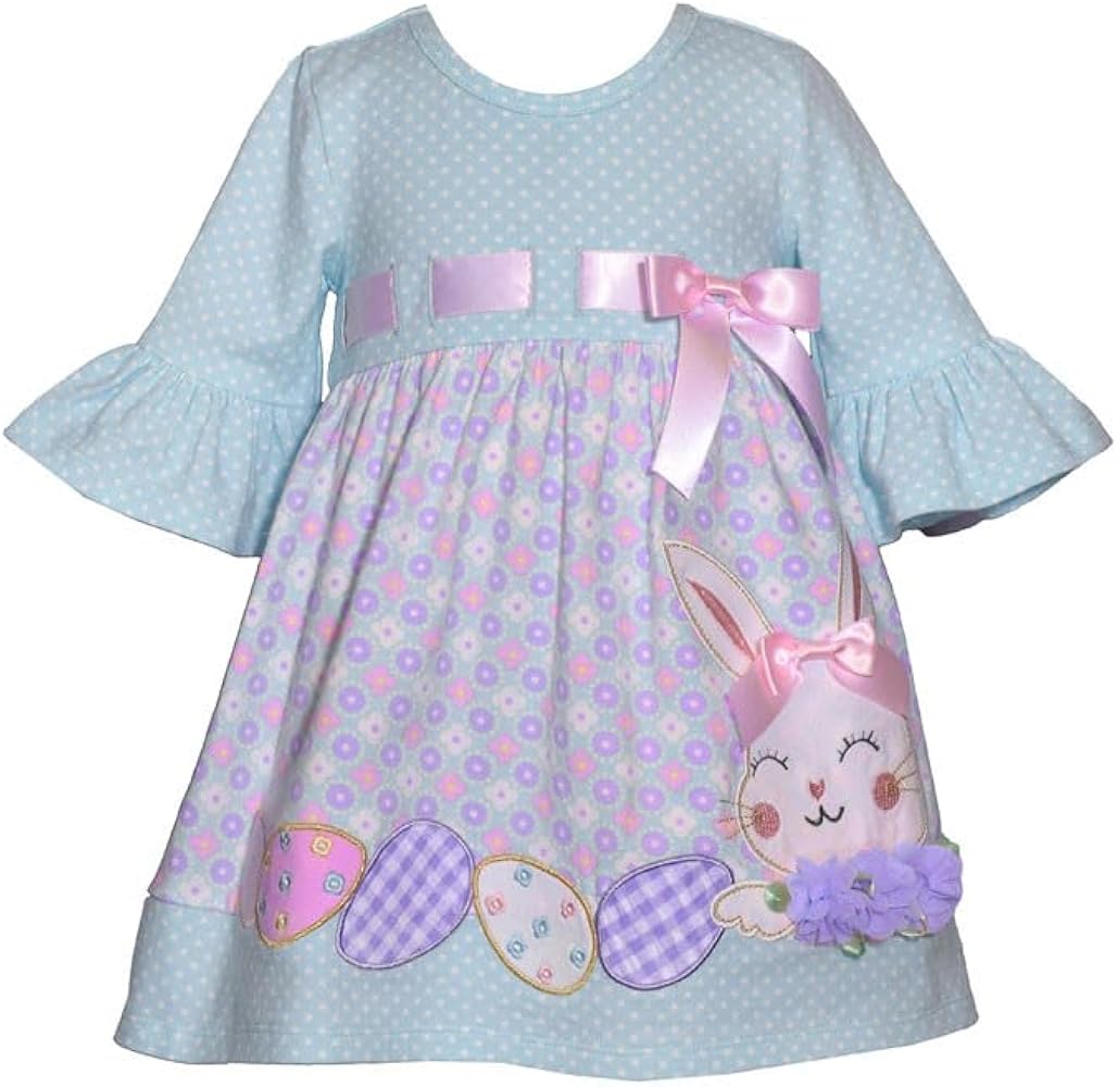 Bonnie Jean Girl's Easter Dress - Knit Bunny Dress for Baby Toddler and Little Girls