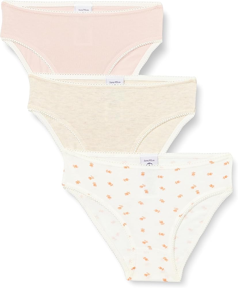 Petit Bateau GIRLS' FLOWER COTTON AND ELASTANE BRIEFS - 3-PACK SIZES 2-12 YEARS