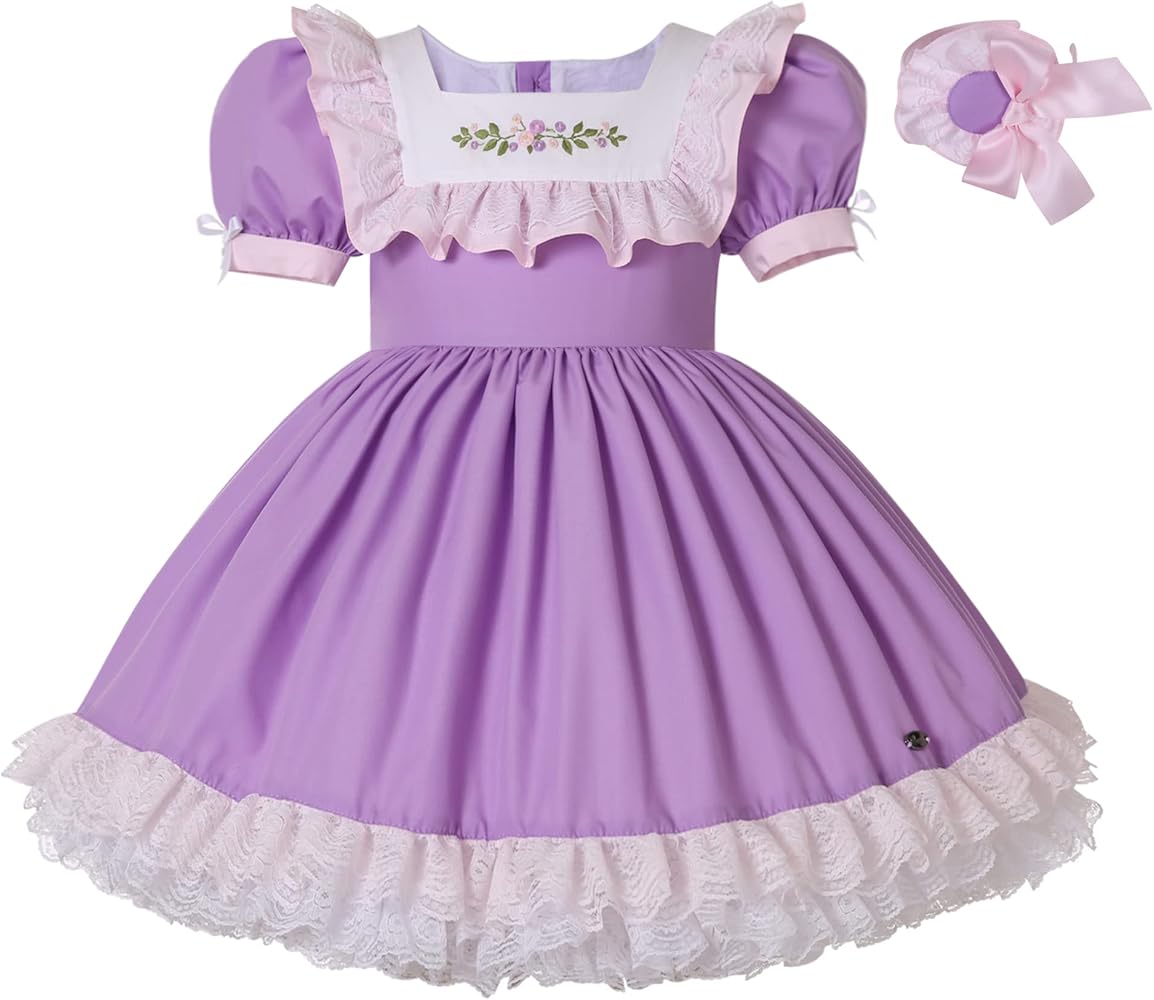 Pettigirl Girls Elegant Spring Summer Purple Ruffle Pettidress Clothing Kids Toddler Holiday Party Petticoat Dresses