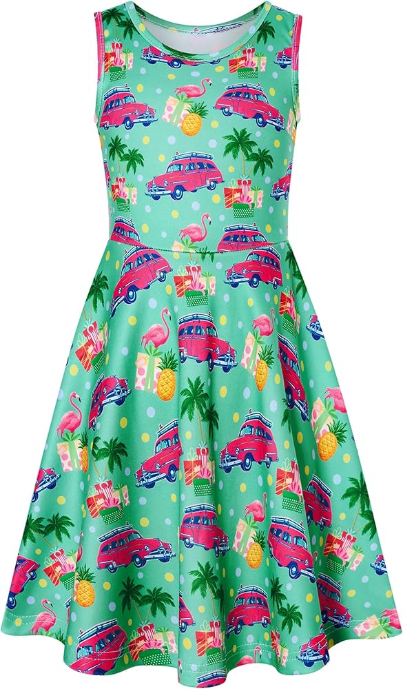 RAISEVERN Girls Dresses Sleeveless Summer Casual Swing Sundress for 4-15 Years