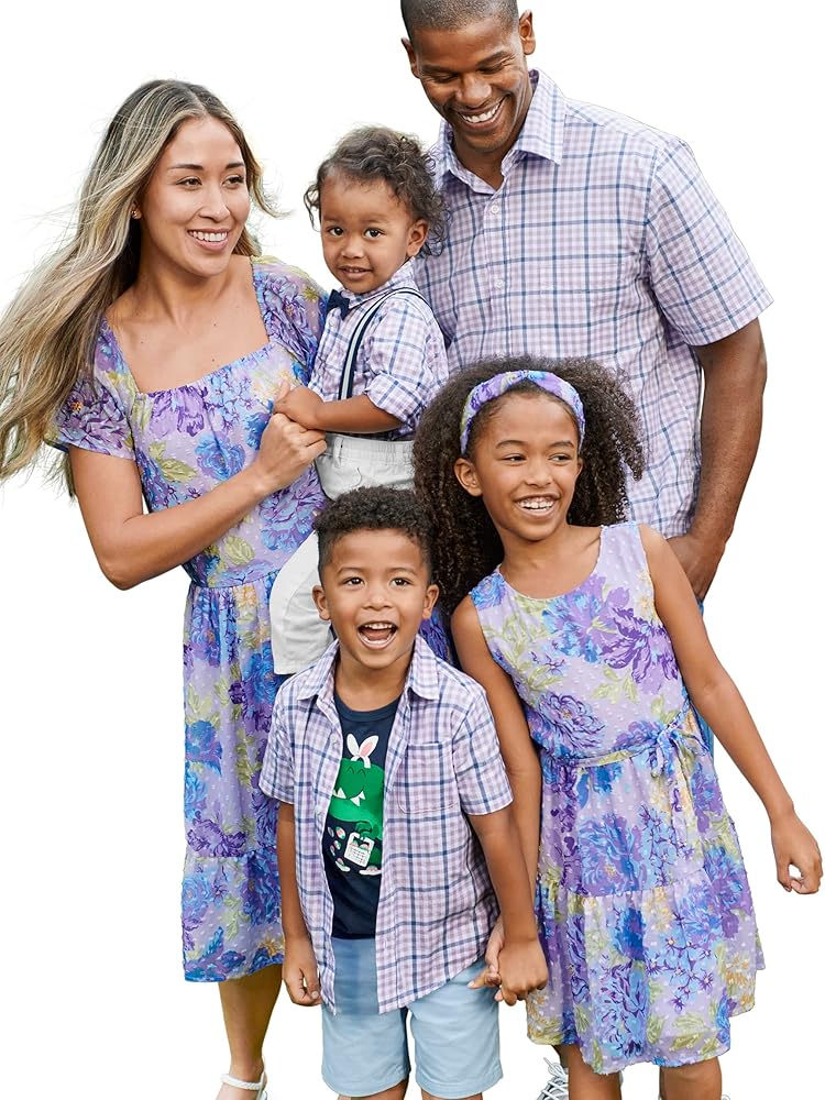 The Children's Place Kids' Coordinating Family Outfits, Mommy & Me, Dad & Son, Baby, Purple Party Collection