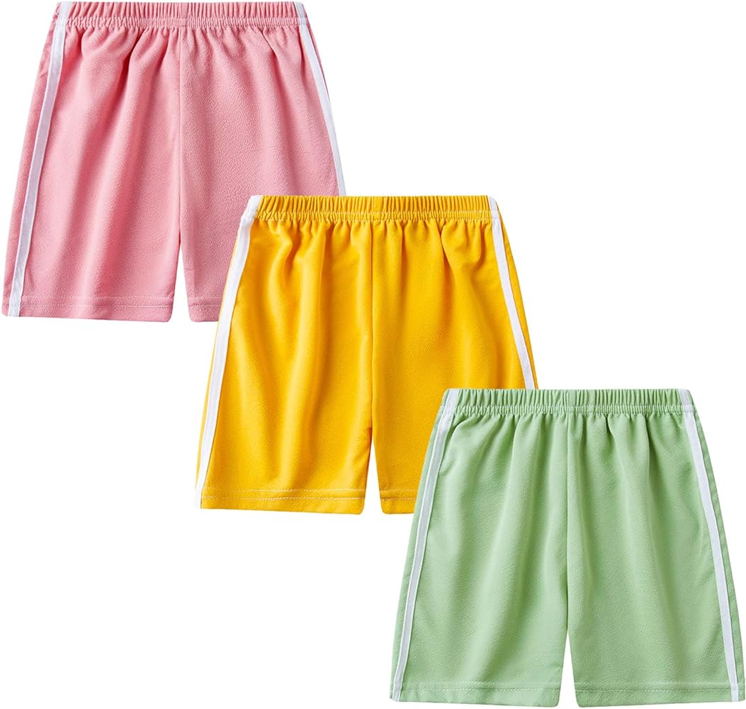 Toddler Boys Girls Active Running Shorts 3 Pack Kids Athletic Short Pants Lightweight Summer Sport Jogger Shorts