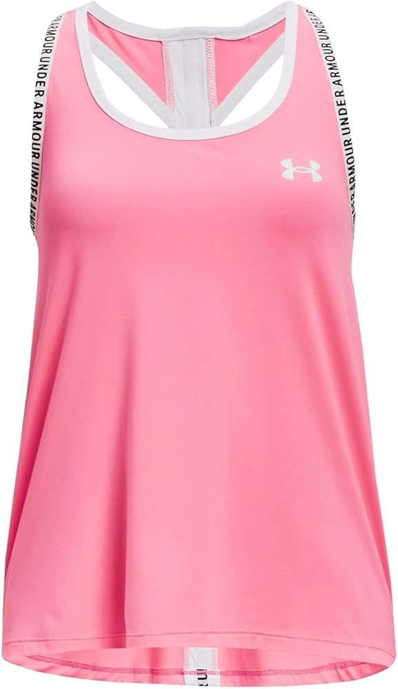 Under Armour Girls' Standard Knockout Tank Top, (640) Pink Punk / / White, Youth X-Large