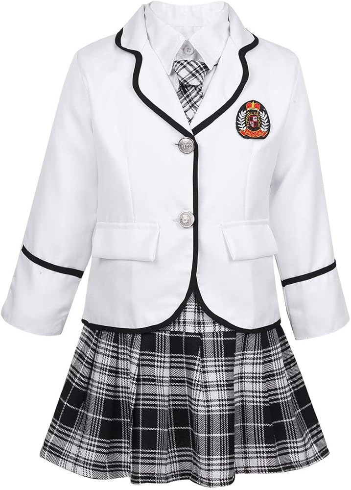 Japanese Korean School Girls Uniforms Anime Cosplay Outfits Jacket with Shirt Tie Skirt Clothes Set