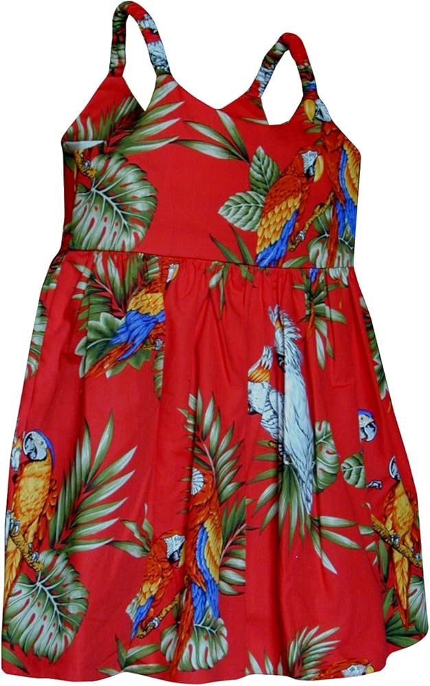 Pacific Legend Girls Tropical Toucan Parrot Toddler Bungee Dress Red 7-8 for 4yrs old