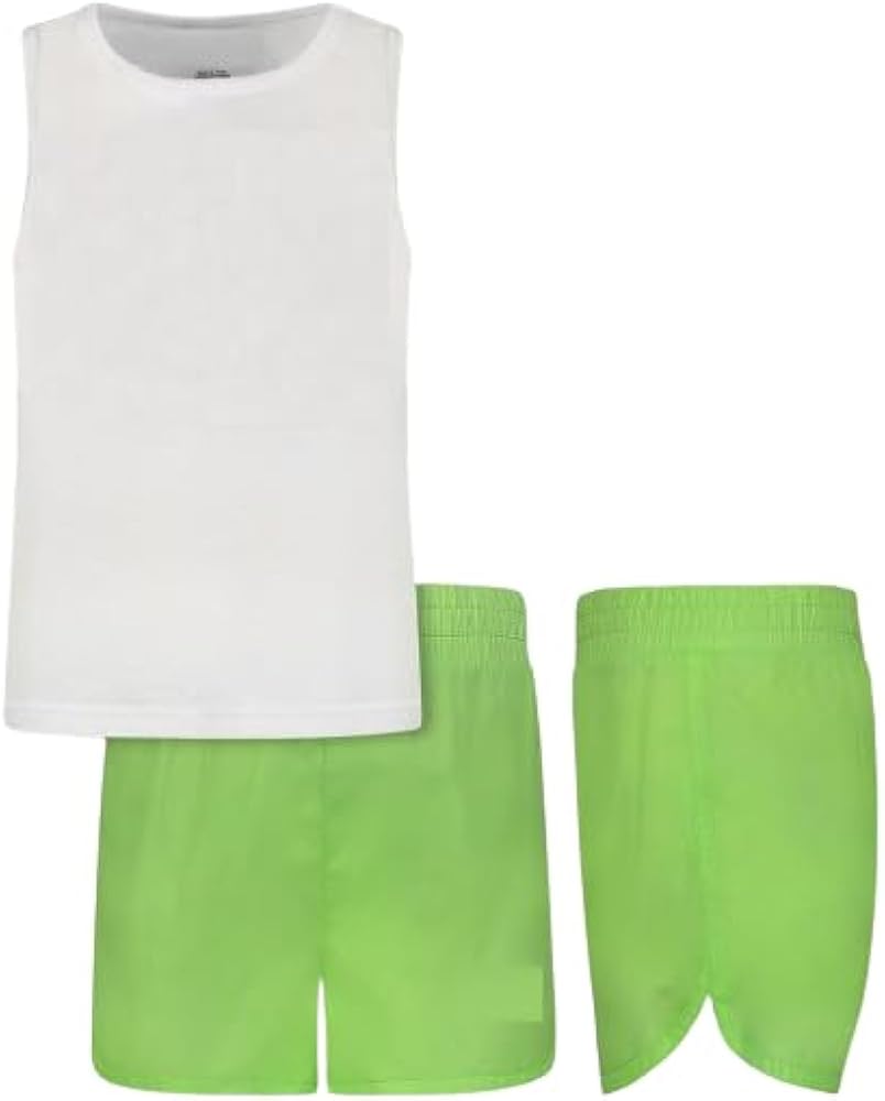 designer Little Kid Girls Tank and Shorts Set of 2 Size 2T Color White/Bright Lime