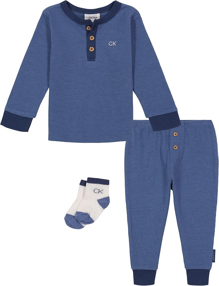 Calvin Klein Baby Boy's Thermal Pant Set with Socks