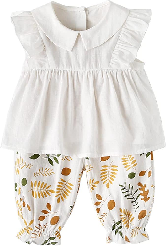 Quenny new girl's summer suit,1-3 years old fashionable floral pullover and shorts two-piece suits.