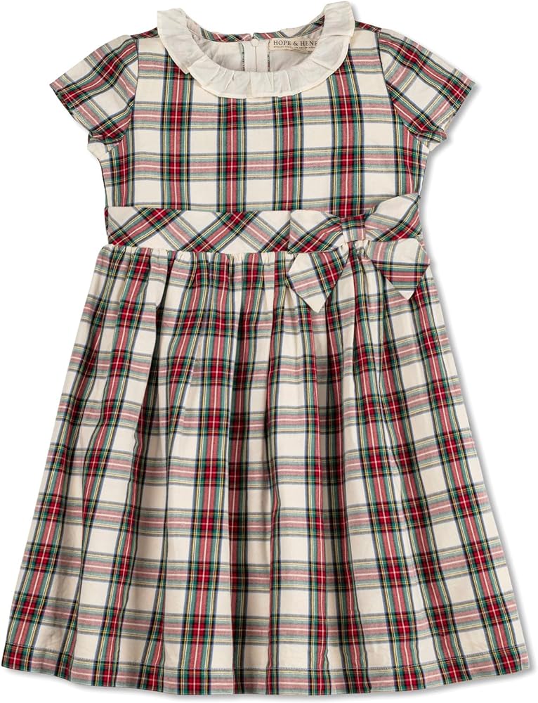 Hope & Henry Girls' Short Sleeve Special Occasion Peter Pan Collar Dress