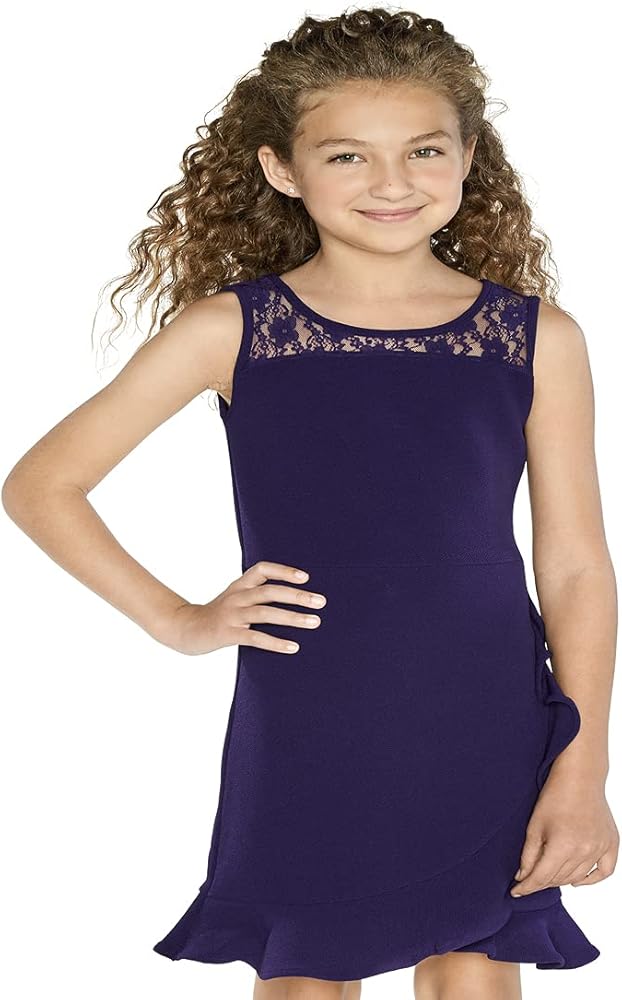 The Children's Place Girls' Lace Ruffle Stretch Jacquard Dress