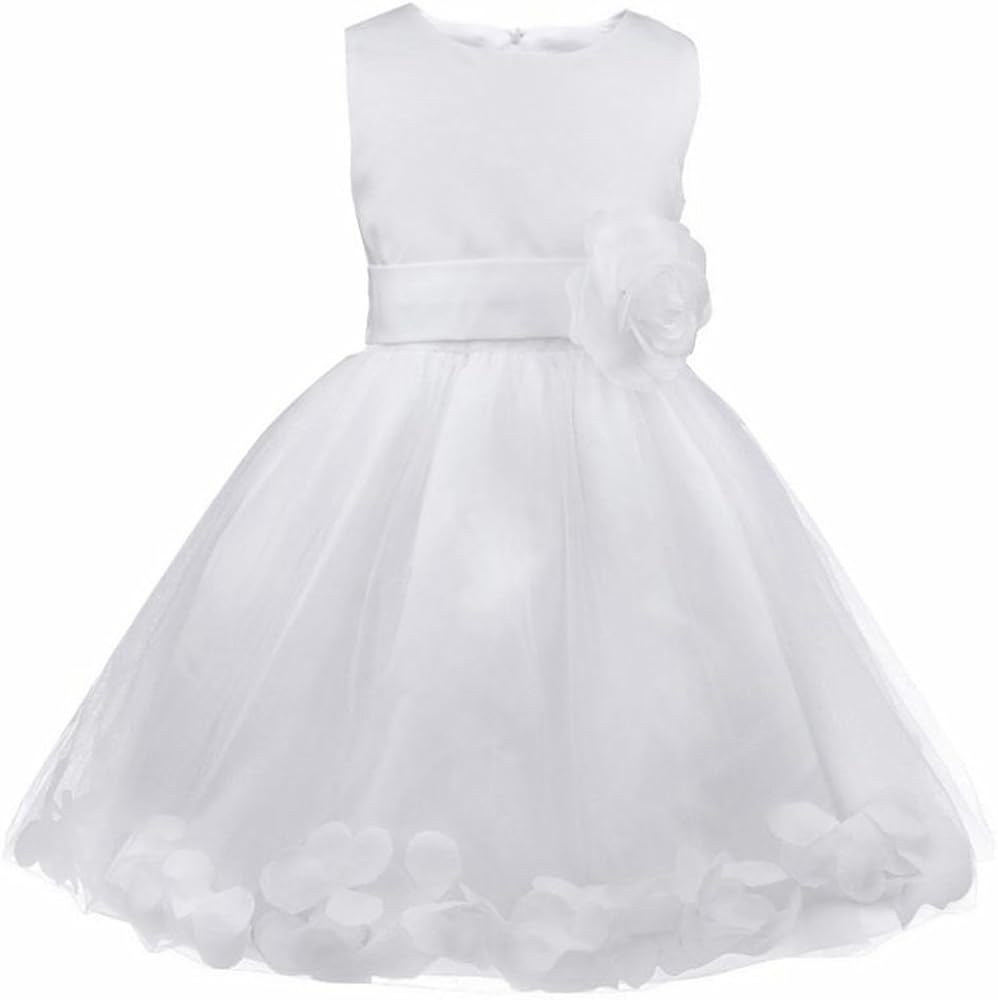 iEFiEL Girls Kids Wedding Party Darling Petals Bowknot Flower Dress White 8