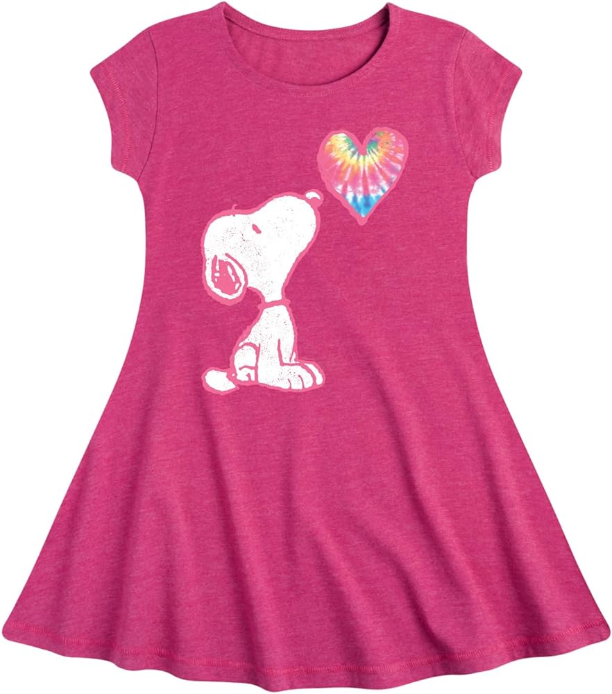 HYBRID APPAREL - Peanuts - Snoopy Pastel Rainbow Heart - Toddler & Youth Girls Fit & Flare Dress