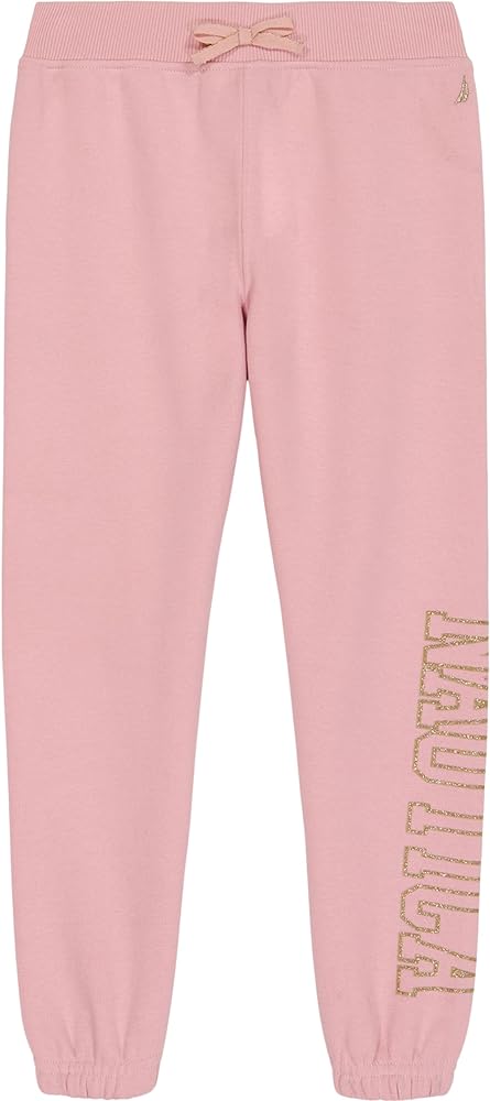 Nautica Girls' Logo Sweatpants, Fleece Joggers with Ribbed Cuffs & Functional Side Pockets