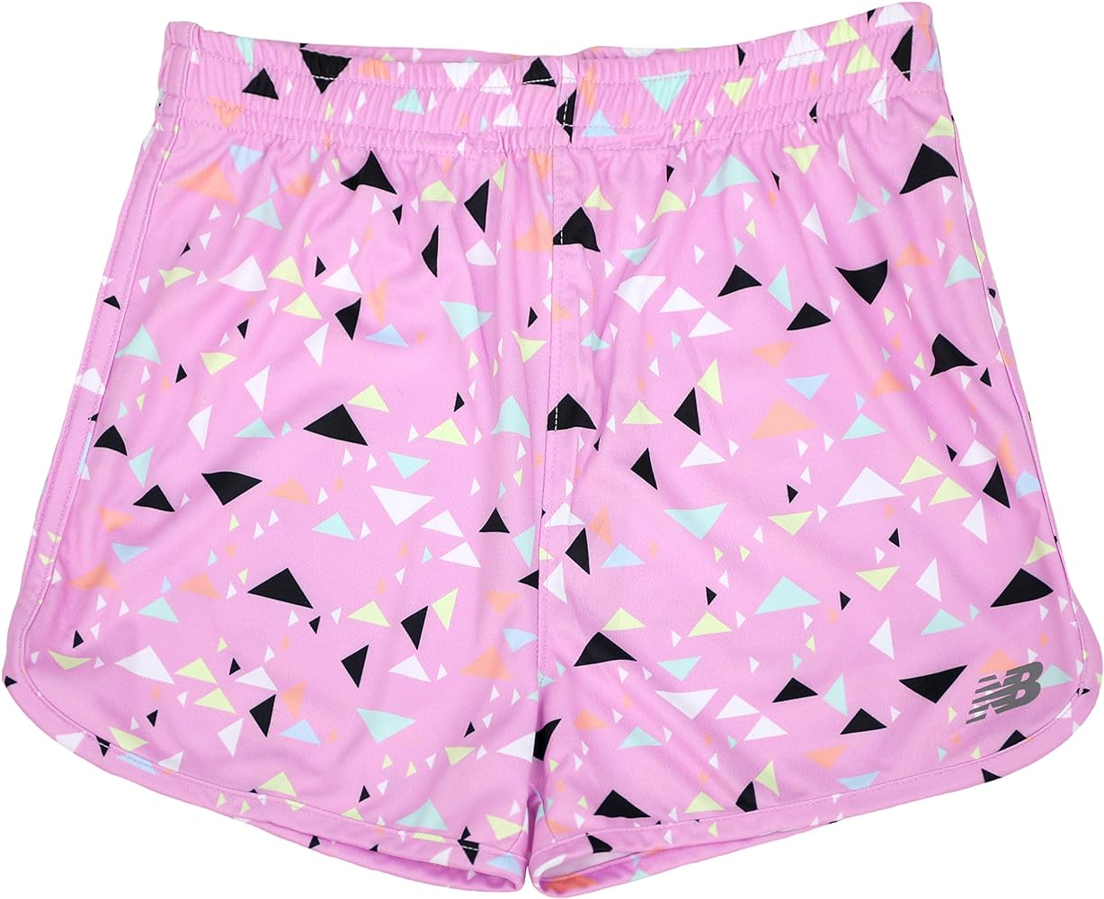 New Balance Girl's Printed Athletic Short, 14, Neo Violet