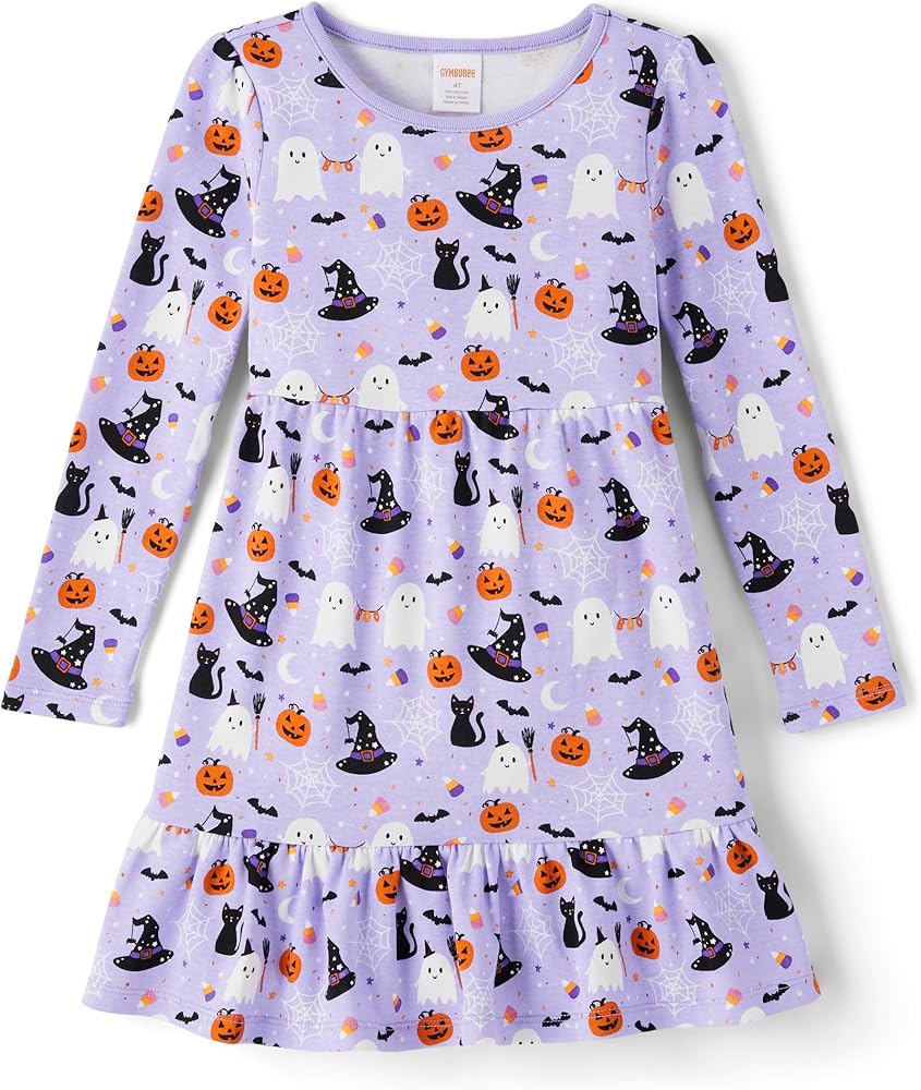 Gymboree,and Toddler Long Sleeve Knit Casual Dresses,Halloween Purple,2T