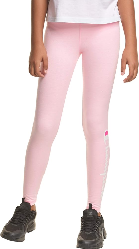 Champion Heritage Girls Performance Legging Stretch Pant | Active Athletic Pant (Large, Pink Candy)