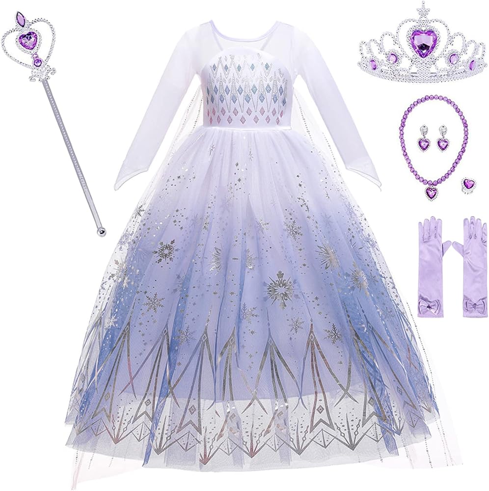 Girl Princess Dress Snow Party Cosplay Dress Birthday Party With Accessories