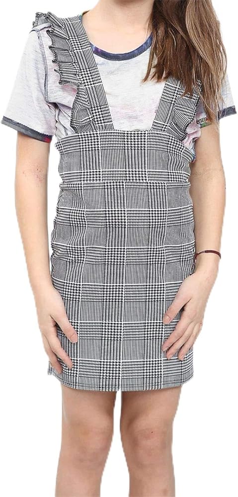 My Choice Stuff Girls Childrens Round Neck Short Sleeve Check Hounds Tooth Tartan Mini Dress