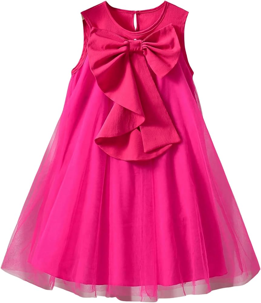 Floerns Girl's Big Bowknot Sleeveless Mesh Princess Birthday A Line Dress