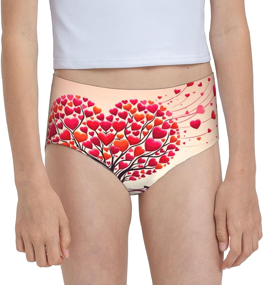 Augenstern Cotton Underwear Valentine'S Day-Bike-Tree Girls'Briefs Soft Underpants