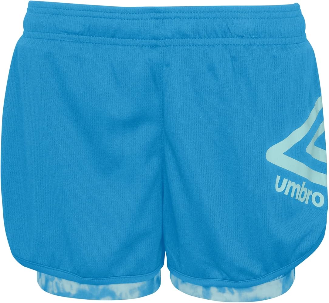 Umbro Girl's Youth (4-16) 2 in 1 Mesh Knit Soccer Shorts, Malibu Blue