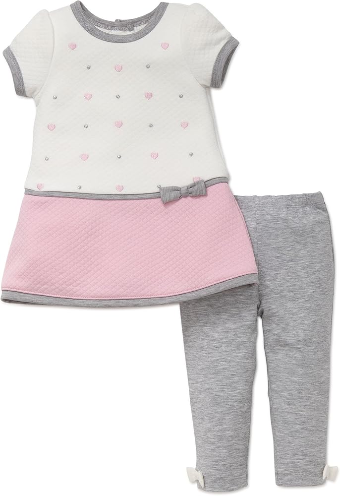 Little Me girls Heart Dress With Legging Set