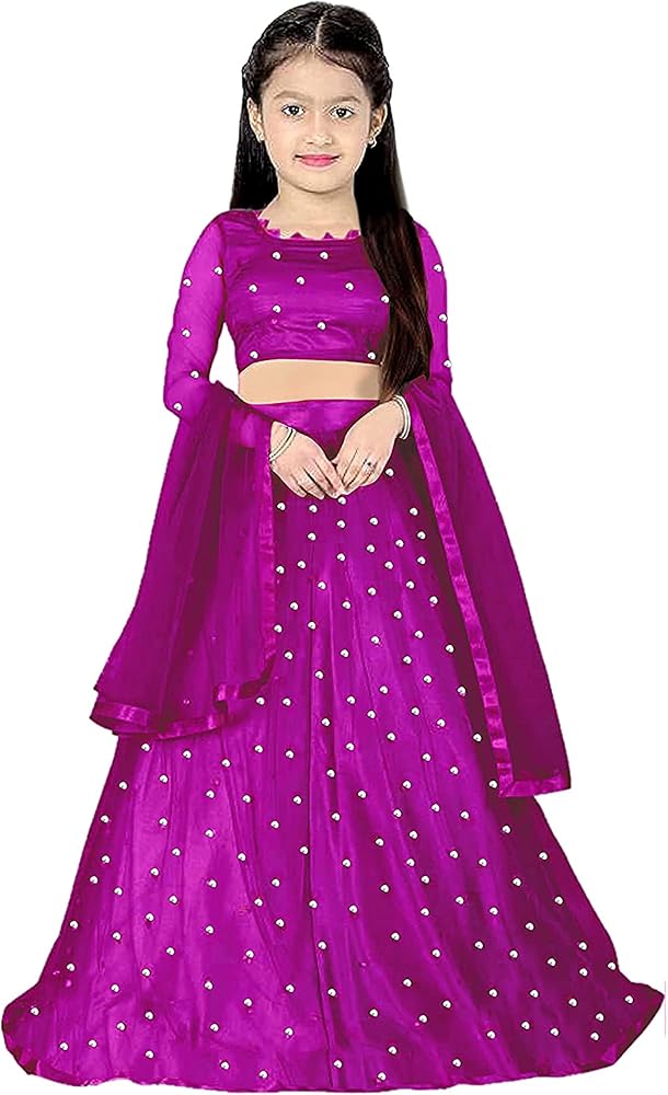 Girl's Net Semi-Stitched Traditional Lehenga Choli Beautiful Modern Look BY JINNAR