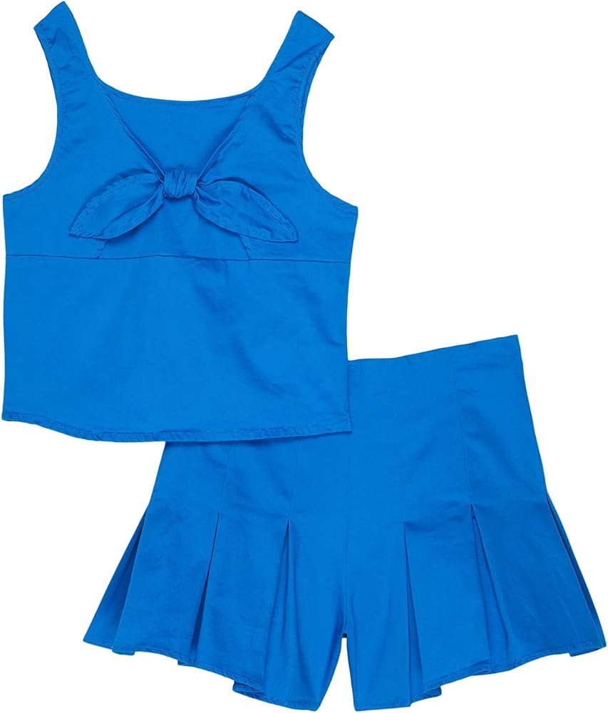 HABITUAL girl Girl's Tie Front Shorts Set (Big Kids) Blue 12 (Big Kids)