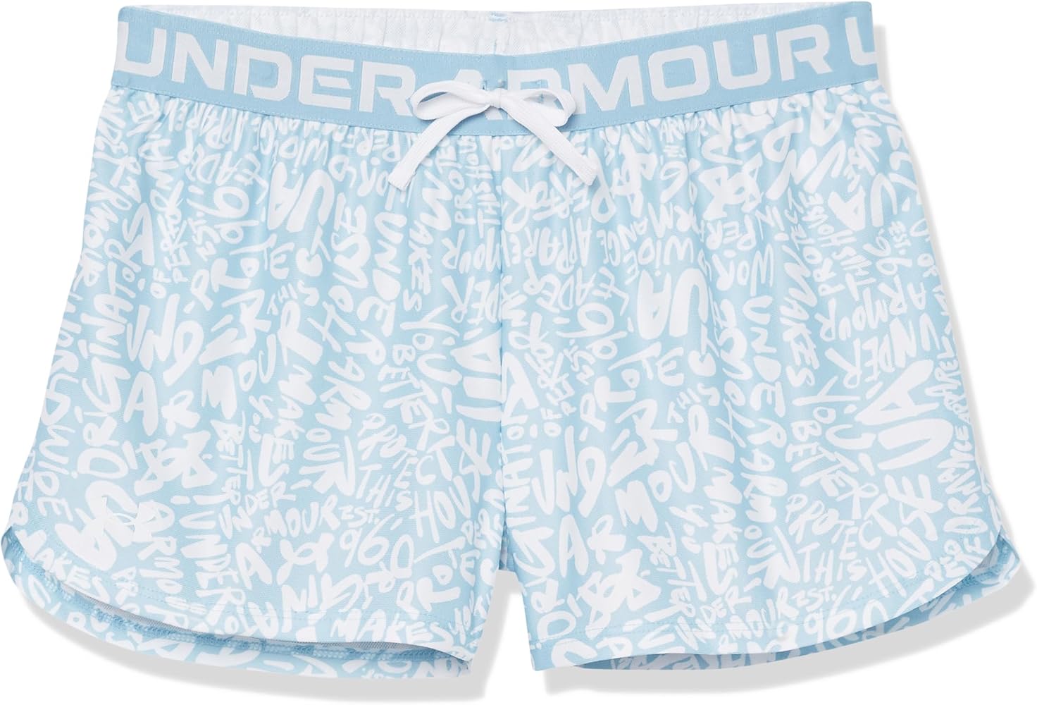 Under Armour Girls Play Up Shorts, (490) Blizzard/White-PLUS, X-Large