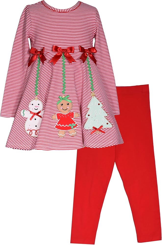 Bonnie Jean Christmas Holiday Hanging Ornaments Legging Set for Infant, Toddler, and Little Girls