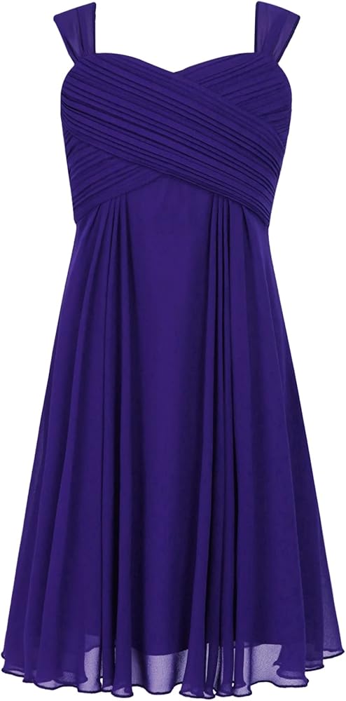 YiZYiF Youth Girl Juniors Bridesmaid Dress Short Prom Ball Gown Party Formal Chiffon Pleated Flower Girl Dress Purple 16 Years