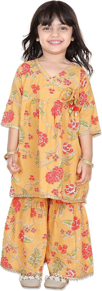 ADIVA Girls Floral Print Kurta With Sharara Set (,)