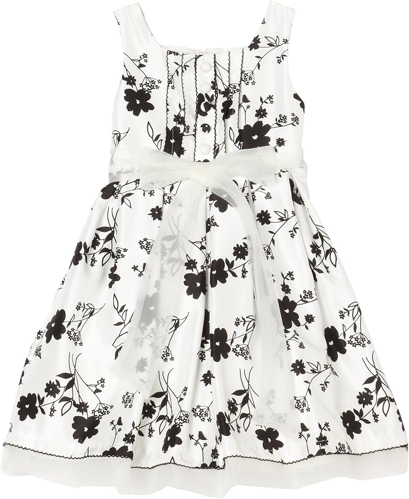 Little Girls' Sweet Heart Rose Printed Sleeveless Woven Dress