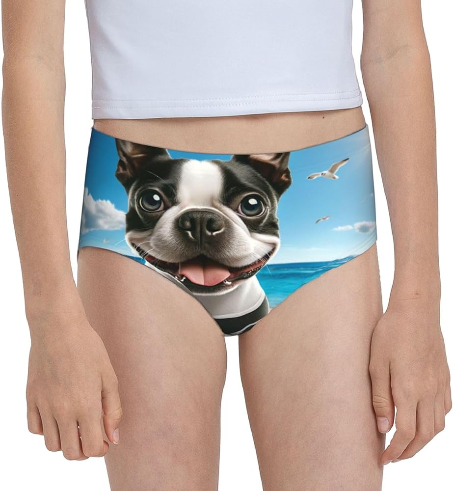 Augenstern Cotton Underwear Terrier-Dog-Sun-Beach Girls'Briefs Soft Underpants