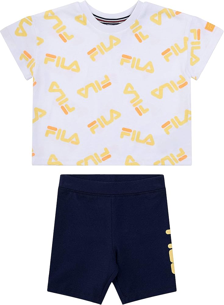 Fila Heritage Girls Two (2) Piece Tee Shirt and Short Set Kids Clothes