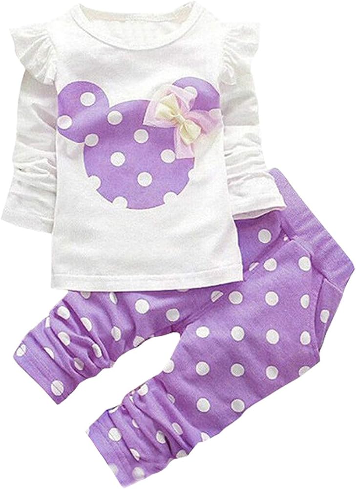 Avidqueen Cute Toddler Baby Girls Clothes Set Long Sleeve T-Shirt and Pants Kids 2pcs Outfits