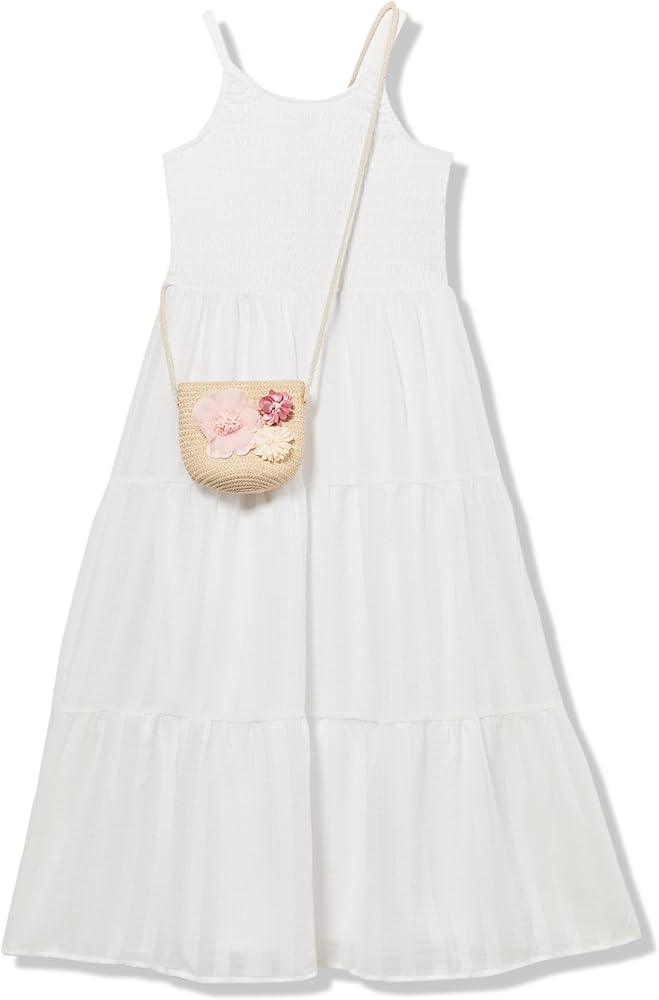 Speechless Girls' Sleeveless Maxi Tiered Dress and Handbag