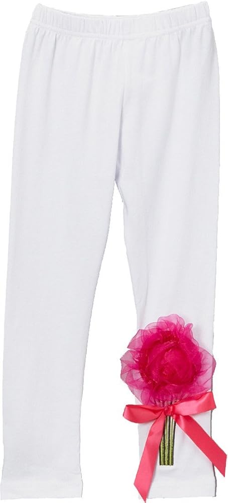 Girl's White Organdy Flower Leggings