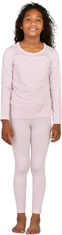 LAPASA Girls Thermal Underwear Set Fleece Lined Long John Base Layer Top Long Sleeves & Bottom Ski Winter Extreme Cold G03 9-10 Years Baby Pink