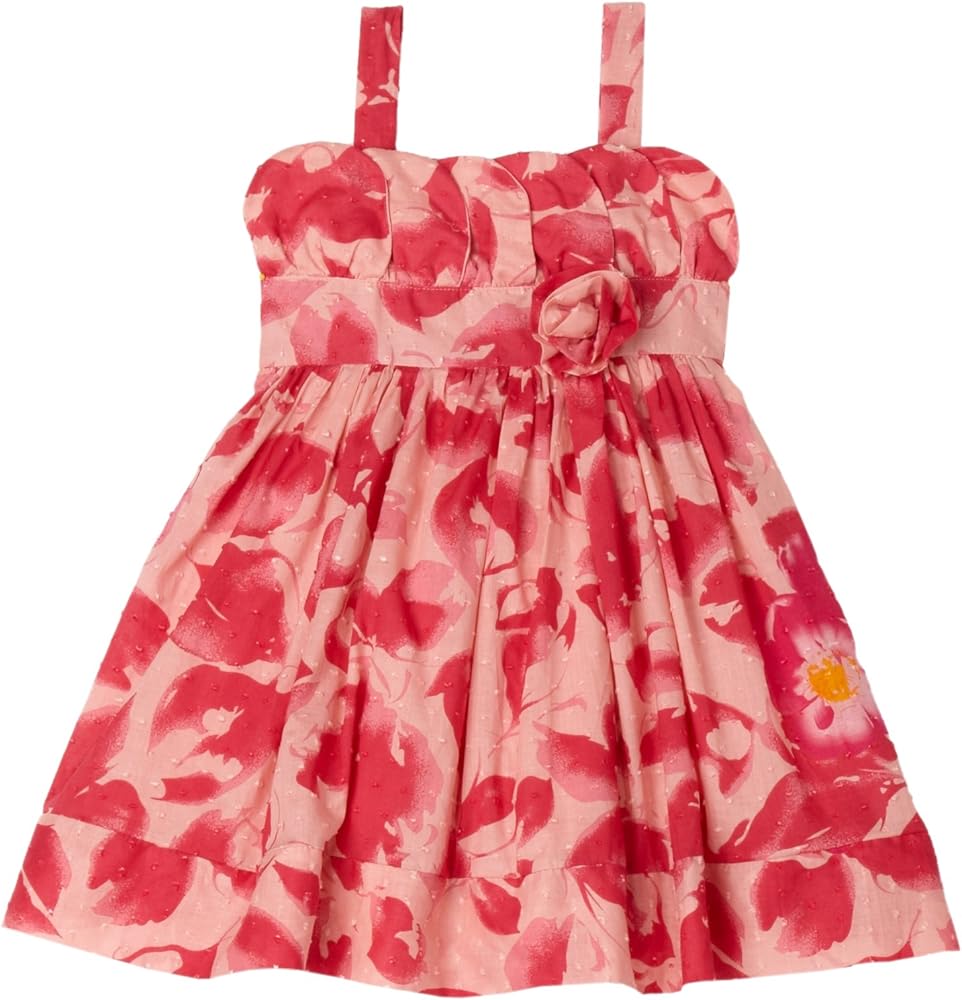 Little Girls' Floral Clip Dot Dress