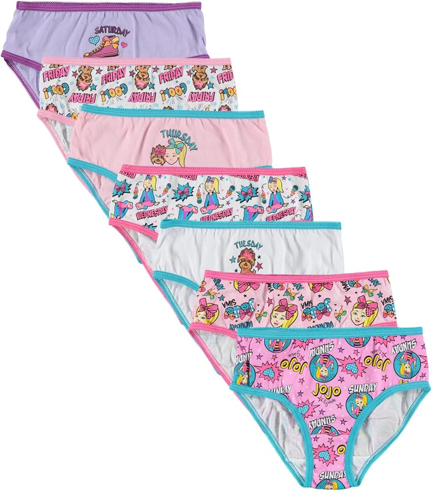 JoJo Siwa Girls Underwear Multipacks available in Sizes 4, 6, 8 and 10, 7-Pack 100% Combed Cotton_Day of the Week, 4