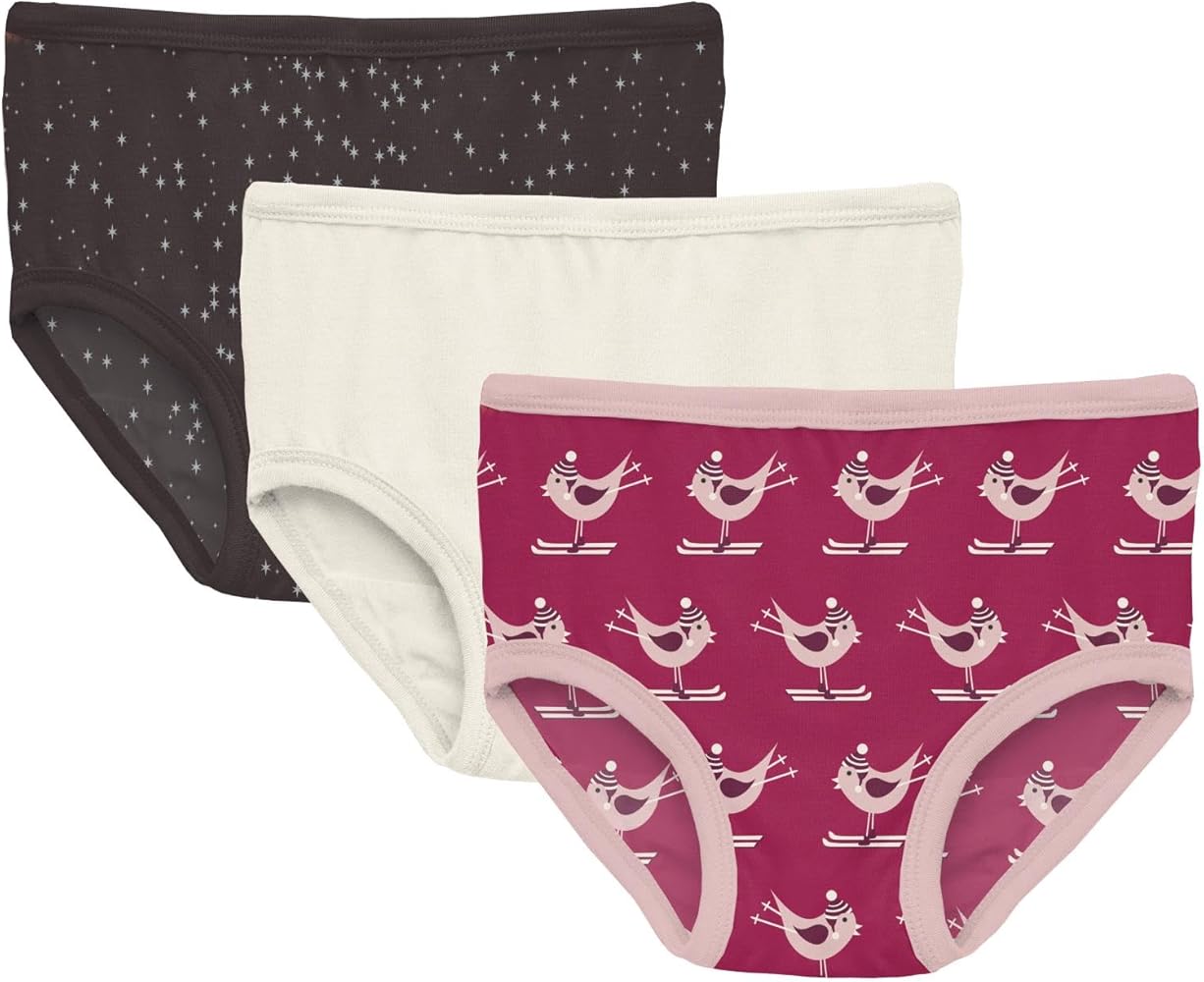 KicKee Pants Girls Underwear, Set of 3, Prints and Solid Colors, Soft Girl Panties, Toddler to Big Kid, All Day Wear