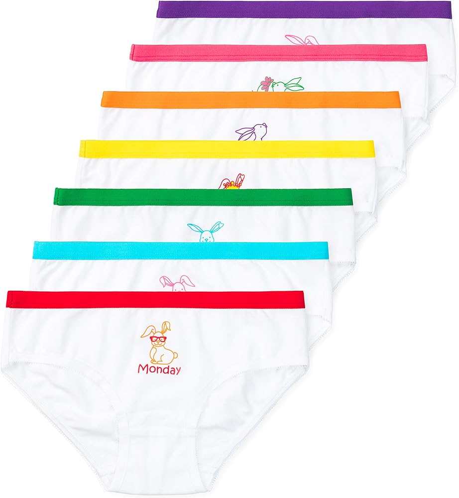 Lucky & Me | Mia Girls Tagless Bikini Underwear | 7 Pack with One for Each Day of the Week