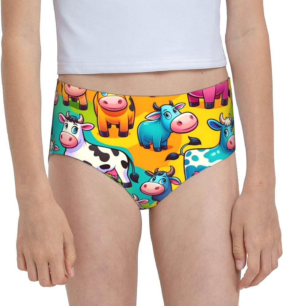 Augenstern Cotton Underwear Cartoon-Cute-Cow Girls'Briefs Soft Underpants