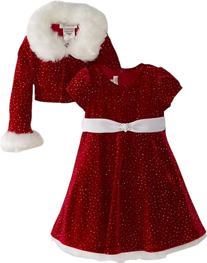 Bonnie Jean - Girls Christmas Dress Velvet Sparkle Dress with Jacket