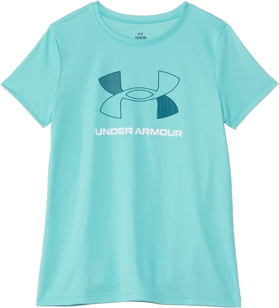 Under Armour Girls Tech Big Logo Short Sleeve T Shirt, (482) Radial Turquoise / / White, Large