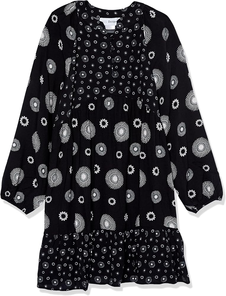 Desigual Girl Woven Dress Long Sleeve, Black