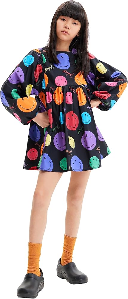 Desigual Girl Woven Dress Long Sleeve, Black