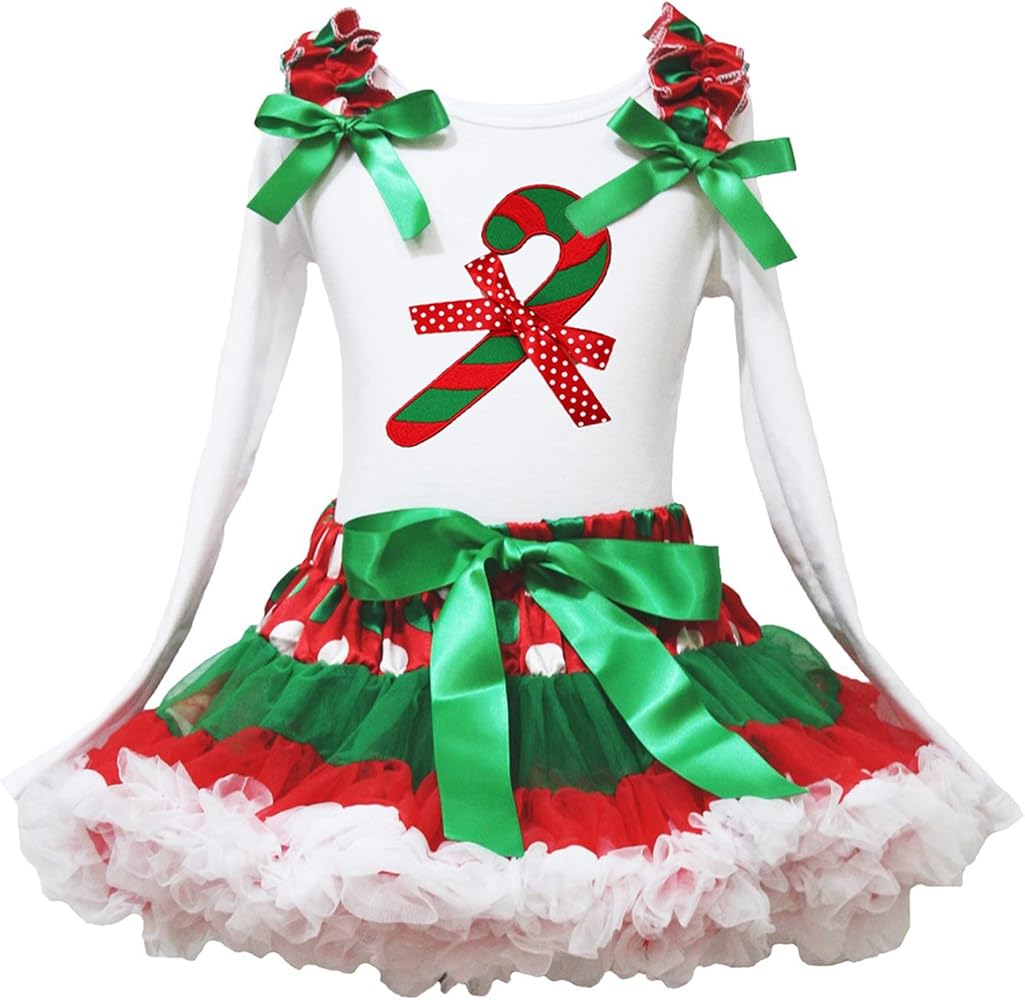 Petitebella Christmas Dress Xmas Candy Stick L/s Cotton Shirt RWG Polka Dots Skirt Girl 1-8y